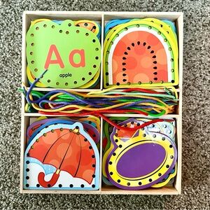 Melissa & Doug Wooden Alphabet Lacing Cards – Complete Set – ABC Learning Toy